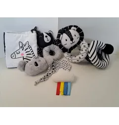 Kit Giochi Sensoriali E a Contrasto: Sonaglio, Spirale Passeggino/Lettino e Pannello