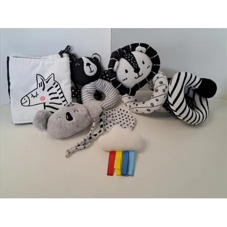 Kit Giochi Sensoriali E a Contrasto: Sonaglio, Spirale Passeggino/Lettino e Pannello