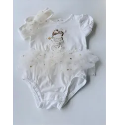 Pagliaccetto Bianco Blu Kids Ballerina Con Fascia Abbinata 1/3 M