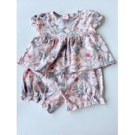 Completo Rosa a Fiori T Shirt e Culotte / Pantaloncino Next 6 M