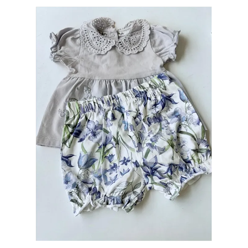 Completo Azzurro a Fiori T Shirt e Culotte / Pantaloncino Next 6 M