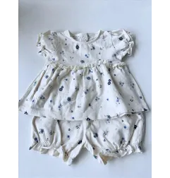 Completo Bianco a Fiori T Shirt e Culotte / Pantaloncino Next 6 M