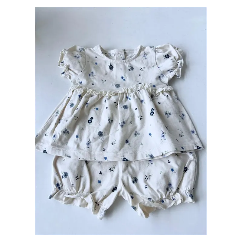 Completo Bianco a Fiori T Shirt e Culotte / Pantaloncino Next 6 M