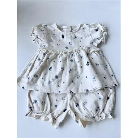 Completo Bianco a Fiori T Shirt e Culotte / Pantaloncino Next 6 M