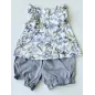 Completo Bianco e Blu a Fiori T Shirt e Culotte / Pantaloncino Next 6 M