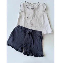 Completo Bianco e Blu T Shirt e Culotte / Pantaloncino Chicco 6 M