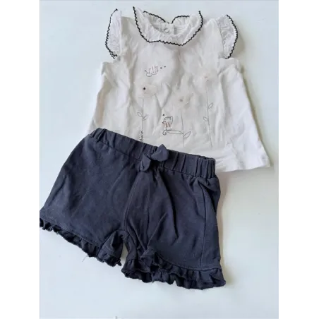 Completo Bianco e Blu T Shirt e Culotte / Pantaloncino Chicco 6 M