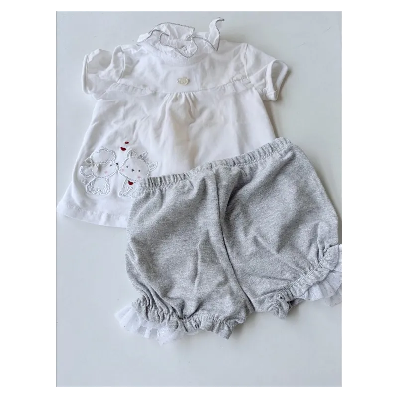 Completo Bianco e Argento T Shirt e Culotte / Pantaloncino Chicco 6 M