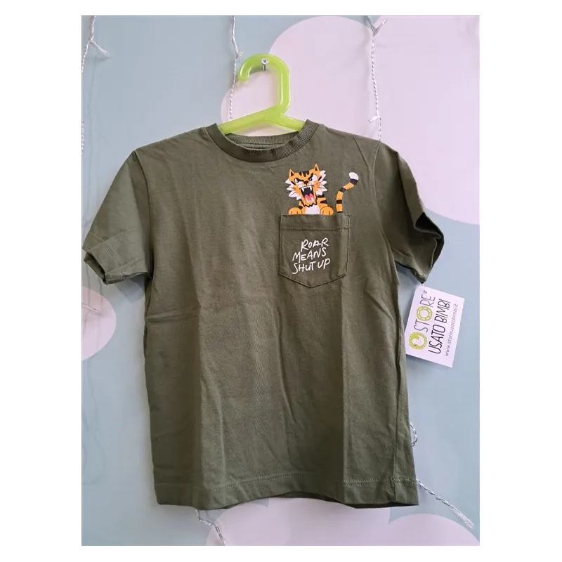 T-shirt Verde Tigre Con Taschino 3-4 A