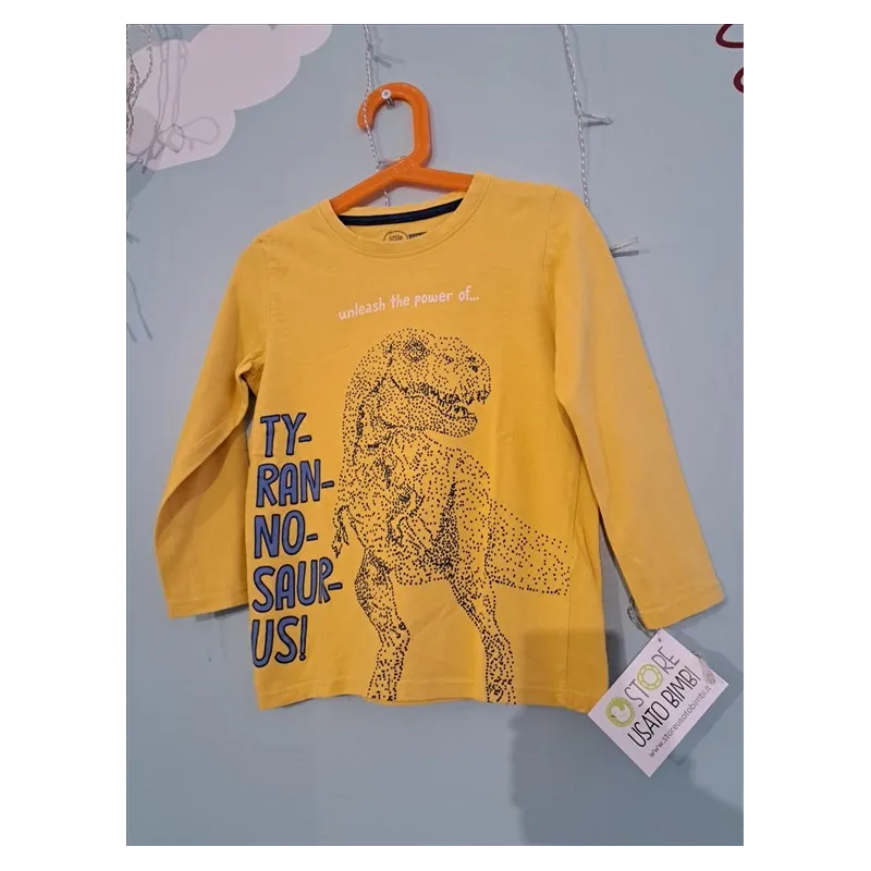 Maglia Maniche Lunghe Gialla Dinosauro 5-6 A