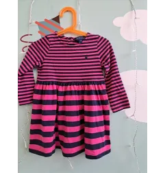 Vestito a Righe Ralph Lauren Fucsia e Blu Con Culotte 18 M