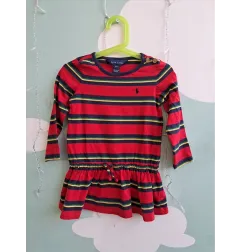 Vestito a Righe Ralph Lauren Rossoe Giallo Verde 2 A