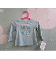 Maglia Maniche Lunghe Azzurra Uccellini 18 M