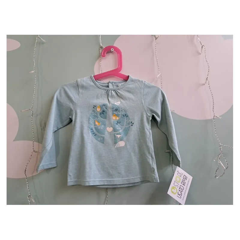 Maglia Maniche Lunghe Azzurra Uccellini 18 M