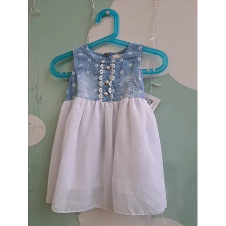 Vestito Jeans E Bianco 18 M