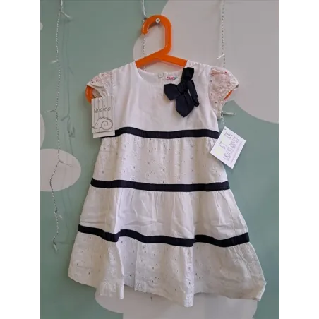Vestito Bianco Con Fiocco Blu 12-18 M Nuovo