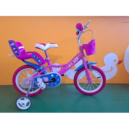 Bicicletta Dino Bikes Peppa Pig Con Cestino e Porta Bambole 14"