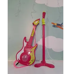Chitarra ElectroGroove Con Microfono Con Asta Vontempi Rosa
