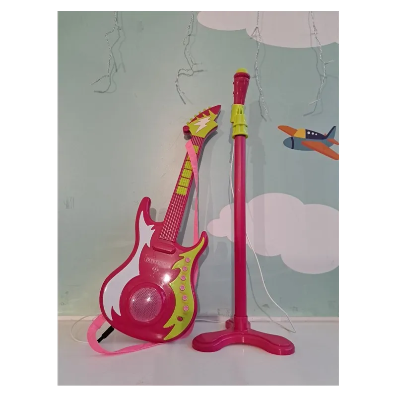 Chitarra ElectroGroove Con Microfono Con Asta Vontempi Rosa