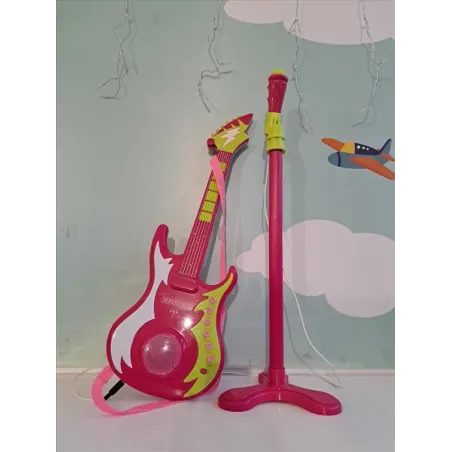 Chitarra ElectroGroove Con Microfono Con Asta Vontempi Rosa