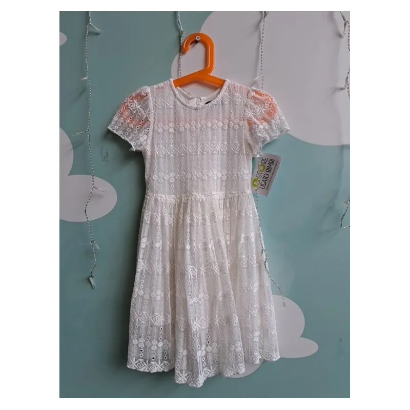 Vestito Bianco Effetto Pizzo 4 A