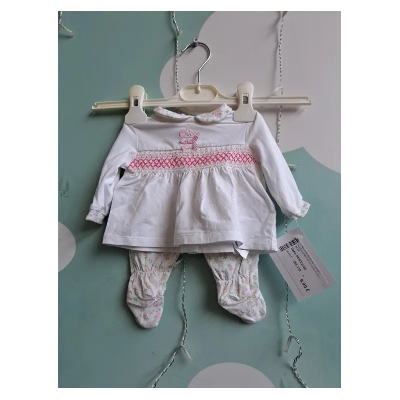 Completo (maniche Lunghe + Pantalone) Chicco Rosa Fiori 1 Mese