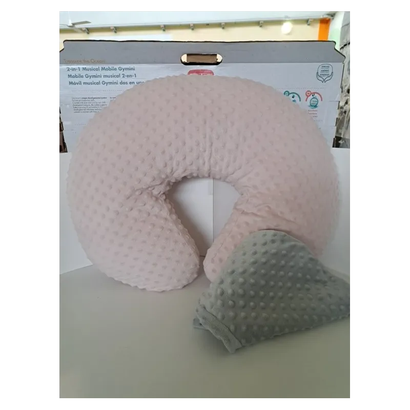 Cuscino Allattamento Rosa Con Federa Cambio Grigio