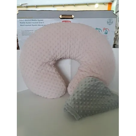 Cuscino Allattamento Rosa Con Federa Cambio Grigio