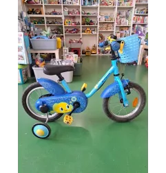 Bicicletta Azzurra Pesciolini Gialli Con Cestino e Rotelle 14"