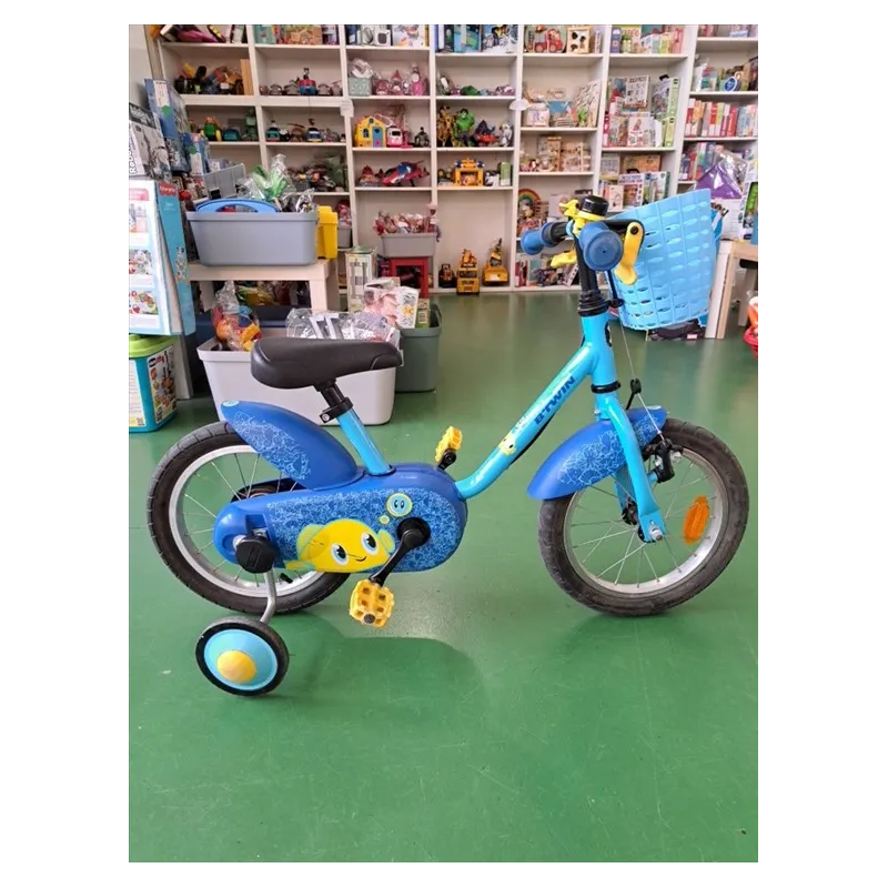 Bicicletta Azzurra Pesciolini Gialli Con Cestino e Rotelle 14"