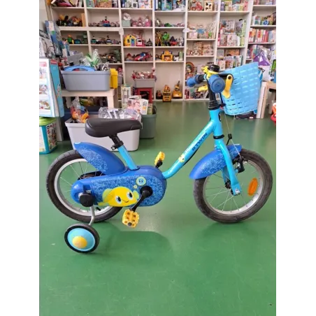 Bicicletta Azzurra Pesciolini Gialli Con Cestino e Rotelle 14"