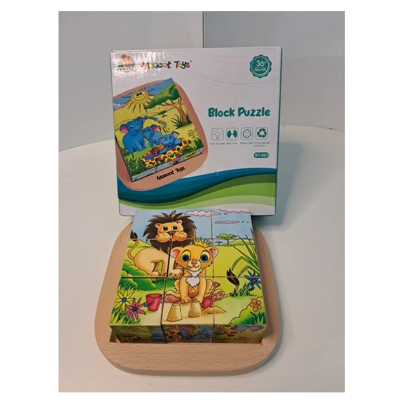 Puzzle a Cubotti In Legno Animali