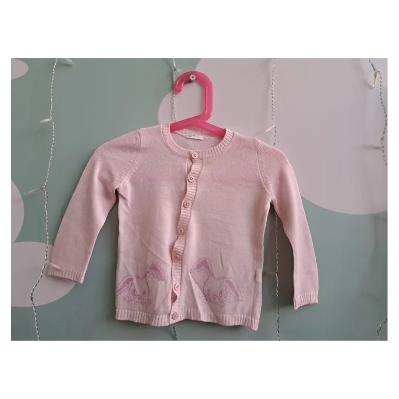 Cardigan Legger Rosa Con Coniglietti 6 M