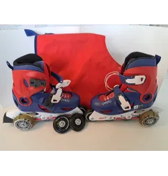 Pattini Con 3/4 Rotelle Blu E Rossi N.28-30 Con Sacca