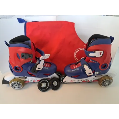 Pattini Con 3/4 Rotelle Blu E Rossi N.28-30 Con Sacca