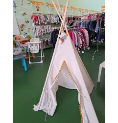 Tenda Gioco Modello Teepe Beige Con Pon Pon Bellissima