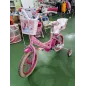 Bicicletta Rosa Principesse Flowers Con Cestino, Portabambole e Rotelle 14"