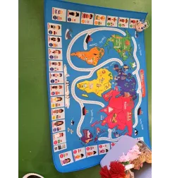 Tappeto Gioco Tema Mondo 100x140 Cm