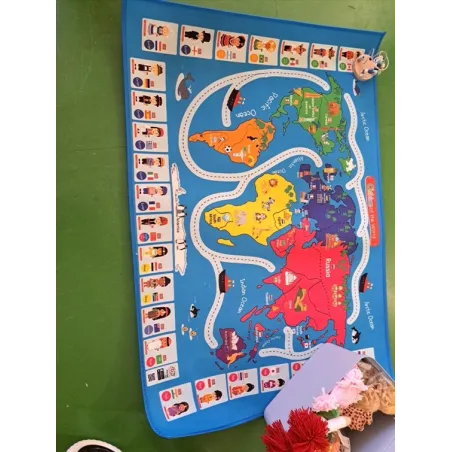 Tappeto Gioco Tema Mondo 100x140 Cm