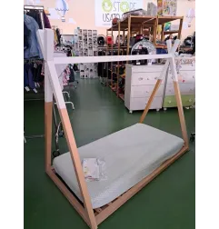 Lettino Montesseriano Tepee 140x70 Con Incluso Materass, Coprimaterasso e Lenzuolo a Sacco