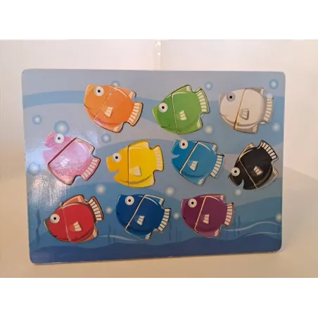 Pannello In Legno Con Pesciolini Colorati