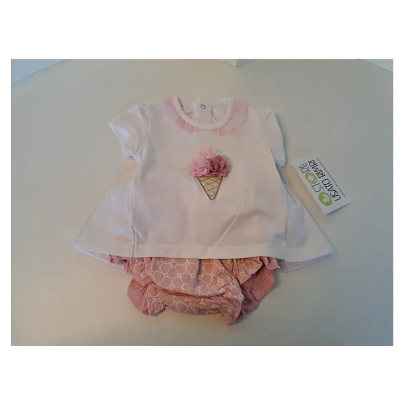 Completo Mayoral T Shirt Gelato e Pantaloncini Rosa 1/2 M
