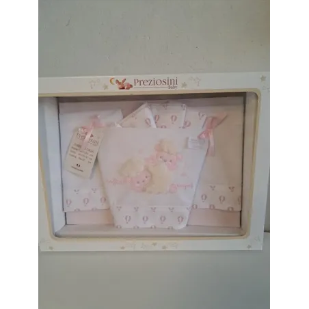 Completo Tessile Culla Bianco e Rosa Nuovo