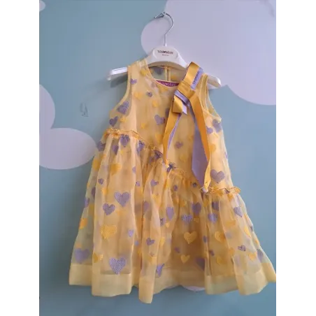 Vestito Da Cerimonia Elegante Giallo Con Cuoricini 4 A