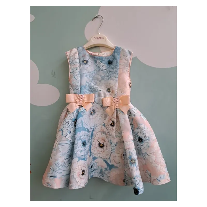 Vestito Da Cerimonia Elengante Con Fiori E Fiocco 4 A Nuovo