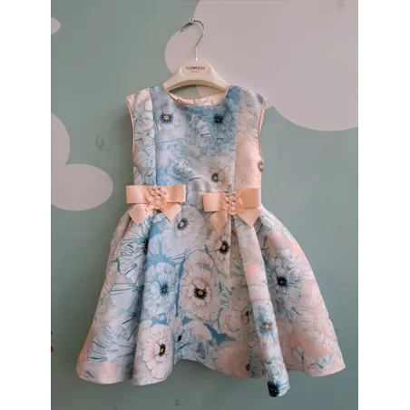 Vestito Da Cerimonia Elengante Con Fiori E Fiocco 4 A Nuovo