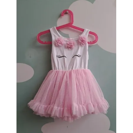 Vestito Body Gonna In Tulle Rosa E Bianco Popatu 18 M