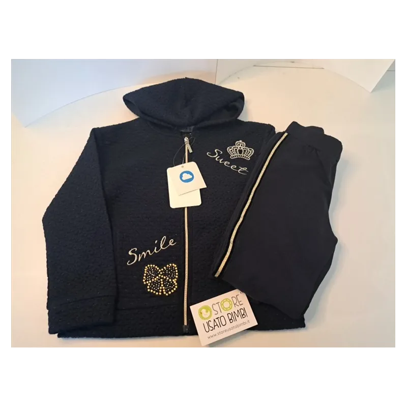 Tuta Completa Majoral Con Pantaloni Blu Profili Oro 5 A - 110 Cm Nuovo