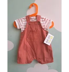 Salopette Color Mattone Con T Shirt a Righe Fagottino