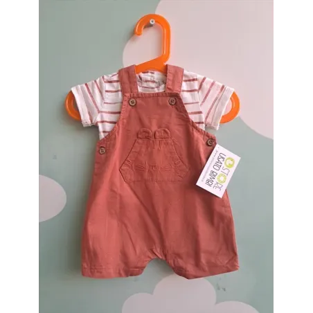 Salopette Color Mattone Con T Shirt a Righe Fagottino